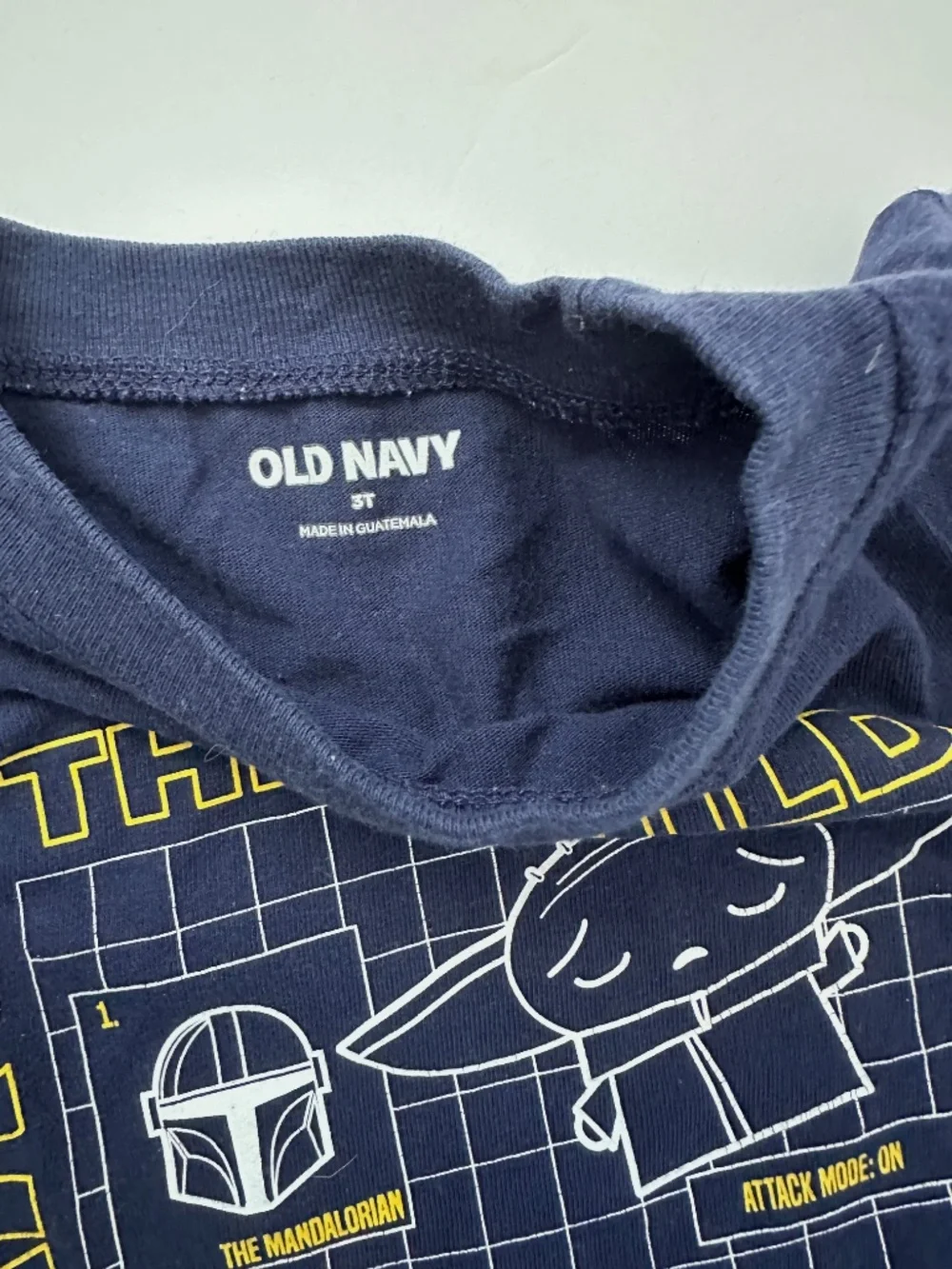 Grogu Toddler Boys Star Wars Shirt Short Sleeve Size 3T Navy